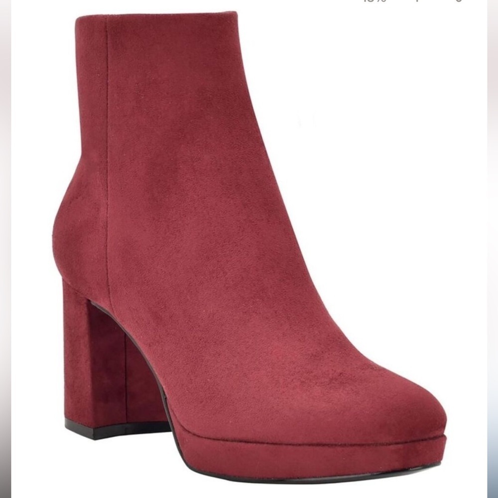Calvin Klein Uda Wine Red Suede Ankle Platform Boot